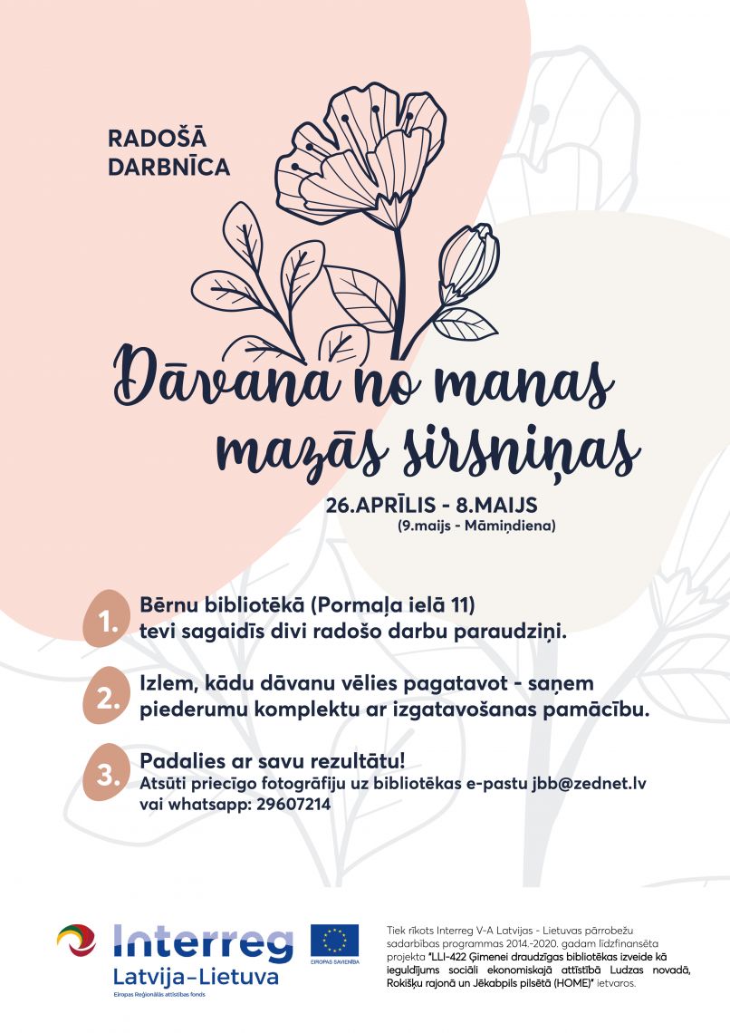 Radošā darbnīca “Dāvana no manas mazās sirsniņas”