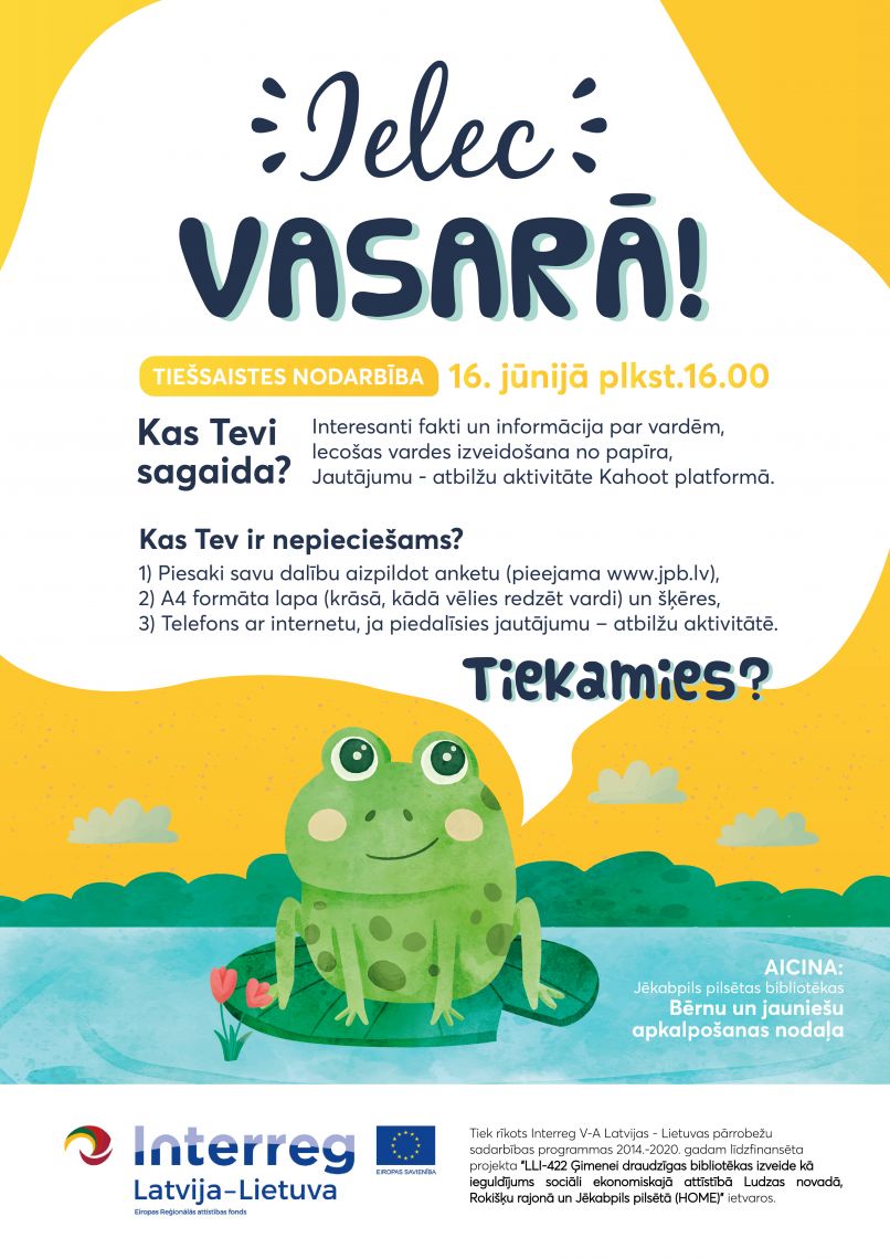 Tiešsaistes nodarbība “Ielec vasarā!”