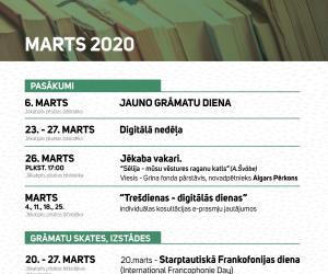 Pasākumi Jēkabpils pilsētas bibliotēkā. MARTS, 2020