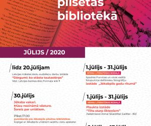 JĒKABPILS PILSĒTAS BIBLIOTĒKAS PASĀKUMI. JŪLIJS / 2020