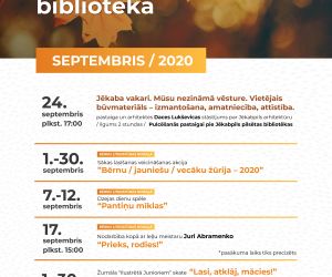 Jēkabpils pilsētas bibliotēkas pasākumi. SEPTEMBRIS / 2020