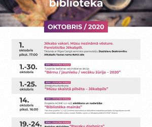 Jēkabpils pilsētas bibliotēkas pasākumi. OKTOBRIS / 2020