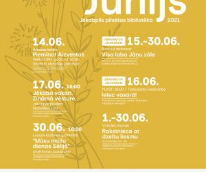 Jēkabpils pilsētas bibliotēkas pasākumi. JŪNIJS / 2021