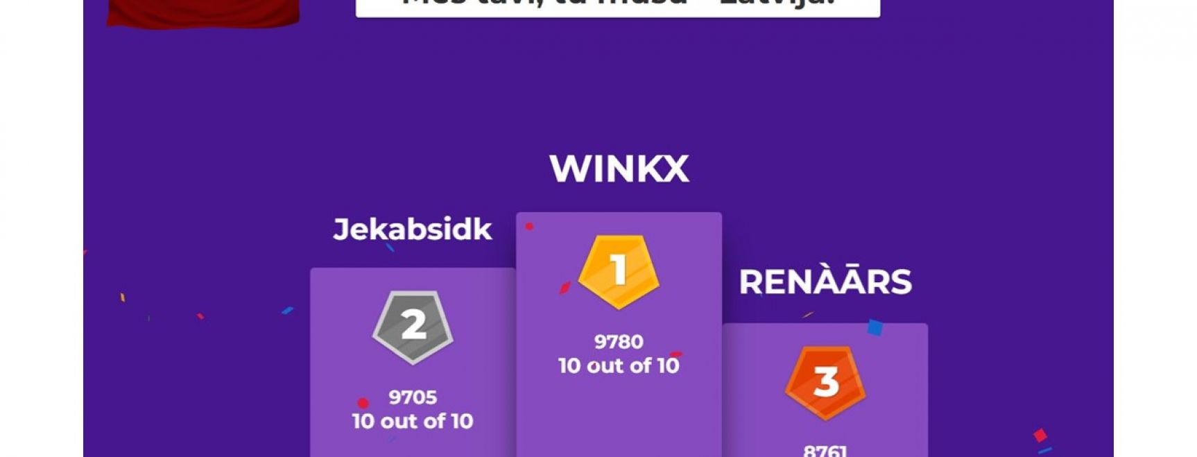 “Mēs tavi, tu mūsu - Latvija” viktorīna platformā kahoot ir noslēgusies!