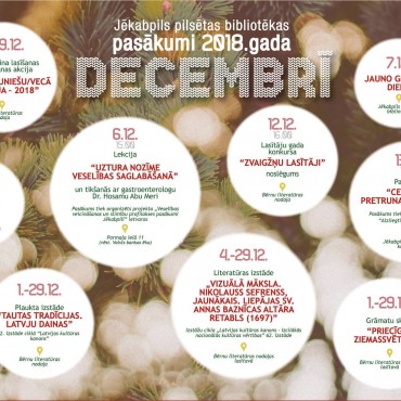 Jēkabpils pilsētas bibliotēkas pasākumi 2018. gada DECEMBRĪ