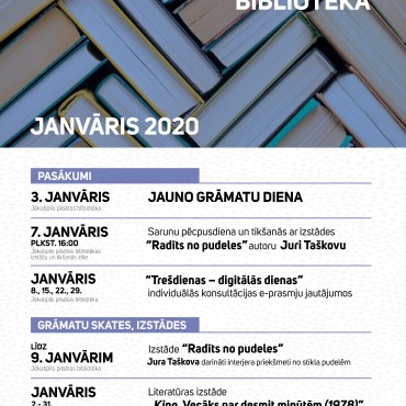 Pasākumi Jēkabpils pilsētas bibliotēkā. JANVĀRIS, 2020