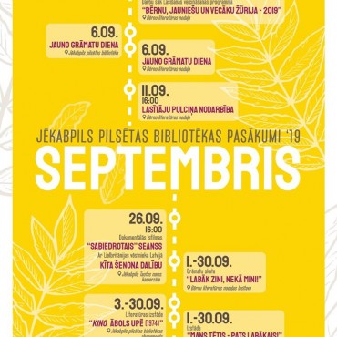 Pasākumi bibliotēkā SEPTEMBRĪ (2019)