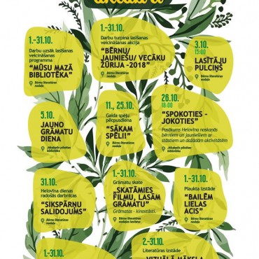 Jēkabpils pilsētas bibliotēkas pasākumi 2019.gada OKTOBRĪ