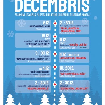 Jēkabpils pilsētas bibliotēkas pasākumi 2019.gada DECEMBRĪ