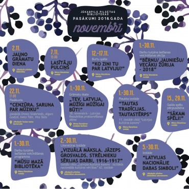 Jēkabpils pilsētas bibliotēkas pasākumi 2019.gada NOVEMBRĪ