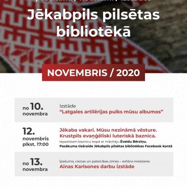 Jēkabpils pilsētas bibliotēkas pasākumi. NOVEMBRIS / 2020